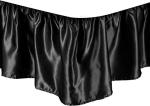 Divine Bedding Queen Size Dust Ruffle Bed Skirt with Split Corner Silk Satin 1Pc Bed Skirt 20'' Inch Drop Luxurious & Soft!! Premium Quality (Queen Size 60''x80'', Black)