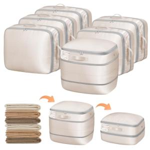 DIMJ Compression Storage Bags 6 Pack - Blanket Storage Bags with Window Zipper, Ultra Space Saving Self Compression Organizer for Puffer Jacket, Bedding, Lightweight Comforter Duvet, Sweater