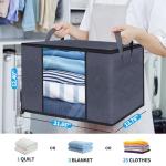 SpralSail Clothes Storage Bags, Closet Organizers and Storage Containers for Clothes, Bedding & Blankets, Foldable Bedroom Organization Solution with Window, Handles & Zippers - 4 Pack,Grey