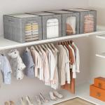 GoMaihe Clothes Storage Bin with Metal Frame: 6-Pack Stackable Closet Storage Bin with Lid & Clear Window, Sweater Boxes Storage for Closet Bedding Clothing Storage Organizer 40L