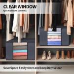 SpralSail Clothes Storage Bags, Closet Organizers and Storage Containers for Clothes, Bedding & Blankets, Foldable Bedroom Organization Solution with Window, Handles & Zippers - 4 Pack,Grey