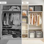 GoMaihe Clothes Storage Bin with Metal Frame: 6-Pack Stackable Closet Storage Bin with Lid & Clear Window, Sweater Boxes Storage for Closet Bedding Clothing Storage Organizer 40L