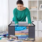 SpralSail Clothes Storage Bags, Closet Organizers and Storage Containers for Clothes, Bedding & Blankets, Foldable Bedroom Organization Solution with Window, Handles & Zippers - 4 Pack,Grey