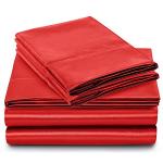 SiinvdaBZX 4Pcs Satin Sheet Set Full Size Ultra Silky Soft Red Orange Satin Full Bed Sheets with Deep Pocket, 1 Fitted Sheet, 1 Flat Sheet, 2 Envelope Closure Pillowcases