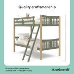 Storkcraft Caribou Bunk Bed Twin Over Twin Bunk Bed (Olive and Natural) - GREENGUARD Gold Certified, Twin Bunk Beds for Kids, Converts to 2 Individual Twin Beds (Mattress not Included)