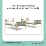 Storkcraft Caribou Bunk Bed Twin Over Twin Bunk Bed (Olive and Natural) - GREENGUARD Gold Certified, Twin Bunk Beds for Kids, Converts to 2 Individual Twin Beds (Mattress not Included)
