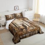 Feelyou Deer Hunting Comforter Set Hunter Themed Bedding Set for Kids Boys Girls Jungle Wild Animal Deer Comforter Soft Quilt Set King Size