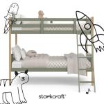 Storkcraft Caribou Bunk Bed Twin Over Twin Bunk Bed (Olive and Natural) - GREENGUARD Gold Certified, Twin Bunk Beds for Kids, Converts to 2 Individual Twin Beds (Mattress not Included)