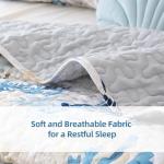 weigelia Coastal Quilt Set Queen Size - Sea Turtle Ocean Print Lightweight Soft Microfiber Summer Comforter with 2 Pillow Cases - Beach Bedding Coverlet Decor for All Seasons, Bedroom & Guest Room