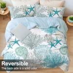 Tritard Coastal Comforter Set Queen Size 3 Piece, Soft Beach Themed Comforter, Ocean Nautical Lightweight Bedding Sets for All Seasons, (1 Reversible Comforter and 2 Pillow Shams), 90''x90'', C1
