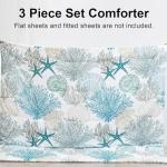Tritard Coastal Comforter Set Queen Size 3 Piece, Soft Beach Themed Comforter, Ocean Nautical Lightweight Bedding Sets for All Seasons, (1 Reversible Comforter and 2 Pillow Shams), 90''x90'', C1