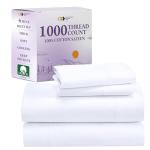California Design Den King Size Sheets Set - Luxury 1000 Thread Count Sateen, Thick and Natural 100% Cotton Bed Sheets, Deep Pockets, Soft, Breathable and Durable Bedding Set - White