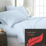Ashton Sheets 100% Egyptian Cotton King Size Sheet Set - 1000 Thread Count King Size Sheets Set Egyptian Cotton, 4 PC (Light Blue), 16" Deep Pocket, Soft Cooling Sateen Weave Luxury Hotel Bedding Set