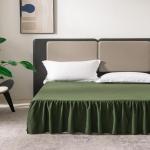 TSUTOMI Bed Skirt Queen Size Ruffled Bed Skirt with Split Corners, 14 Inch Drop Dust Ruffle Bed Skirts with Platform, Gathered Style, 100% Microfiber, Green