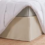 SLEEP ZONE Pleated Bed Skirts King Size, 15 inch Tailored Drop Easy Fit Bedskirt, Anti-Static, Fade Resistant (King, Beige)