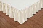 Sheets & Beyond Wrap Around Solid Microfiber Luxury Hotel Quality Fabric Bedroom Gathered Ruffled Bedding Bed Skirt 14 Inch Drop (Queen, Beige)