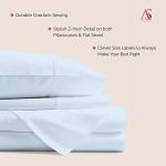 Ashton Sheets 100% Egyptian Cotton King Size Sheet Set - 1000 Thread Count King Size Sheets Set Egyptian Cotton, 4 PC (Light Blue), 16" Deep Pocket, Soft Cooling Sateen Weave Luxury Hotel Bedding Set