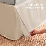 SLEEP ZONE Pleated Bed Skirts King Size, 15 inch Tailored Drop Easy Fit Bedskirt, Anti-Static, Fade Resistant (King, Beige)