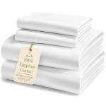 LANE LINEN 100% Egyptian Cotton California King Sheet Sets, Soft & Comfy Luxury Hotel Like Thick Fully Elasticized Bed Sheets, No Pill Fade Resistant Oeko Tex Certfied Cal King Sheets- White