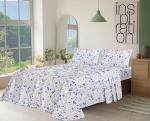RUVANTI 100% Cotton Full Size Bed Sheets, 4 Pieces, Soft & Breathable Percale Weave Bedding, Deep Pocket 16", Hotel Standard, Crisp Cool Feel, Durable, Perfect Sheet Set Floral, Sweet Pea
