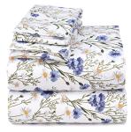 RUVANTI 100% Cotton Full Size Bed Sheets, 4 Pieces, Soft & Breathable Percale Weave Bedding, Deep Pocket 16", Hotel Standard, Crisp Cool Feel, Durable, Perfect Sheet Set Floral, Sweet Pea