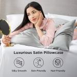 Bedsure Satin Pillowcase, Similar to Silk Pillow Cases Queen Size Set of 2, Cooling Pillow Case for Hot Sleepers with Envelope Closure, Gifts for Women Men, Silver Grey, 20x30 Inches, 2pcs