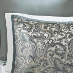 Madison Park 24 Piece Faux Silk Paisley Queen Comforter Set with Matching Curtains, Down Alternative Hypoallergenic - Teal, Queen (90 in x 90 in)