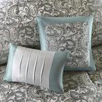 Madison Park 24 Piece Faux Silk Paisley Queen Comforter Set with Matching Curtains, Down Alternative Hypoallergenic - Teal, Queen (90 in x 90 in)