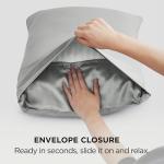 Bedsure Satin Pillowcase, Similar to Silk Pillow Cases Queen Size Set of 2, Cooling Pillow Case for Hot Sleepers with Envelope Closure, Gifts for Women Men, Silver Grey, 20x30 Inches, 2pcs