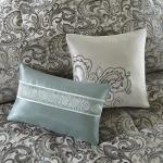 Madison Park 24 Piece Faux Silk Paisley Queen Comforter Set with Matching Curtains, Down Alternative Hypoallergenic - Teal, Queen (90 in x 90 in)