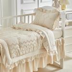 AIKASY The Ruffled Shabby Crib Bedding Set for Girls, Baby Quilted Comforter with Fitted Sheet, Bed Skirt, and Pillowcase.