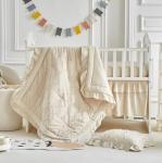 AIKASY The Ruffled Shabby Crib Bedding Set for Girls, Baby Quilted Comforter with Fitted Sheet, Bed Skirt, and Pillowcase.