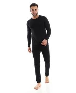 Egyptian Cotton Thermal Set for Men 100% Cotton Material Egyptian Cottonil (Black, X-Large)