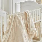 AIKASY The Ruffled Shabby Crib Bedding Set for Girls, Baby Quilted Comforter with Fitted Sheet, Bed Skirt, and Pillowcase.