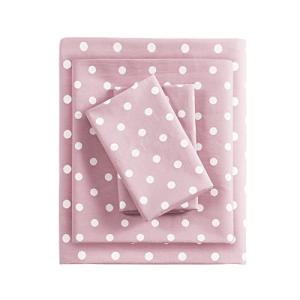 Mi Zone Pink Full Size Sheet Sets Kids Polka Dot Sheets for Girls 100% Cotton Percale Soft Sheet Set, Flat Sheet, Fitted Sheet, Pillowcase, Breathable All Season Bed Set, Fits up to 14" Mattress
