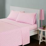 Mi Zone Pink Full Size Sheet Sets Kids Polka Dot Sheets for Girls 100% Cotton Percale Soft Sheet Set, Flat Sheet, Fitted Sheet, Pillowcase, Breathable All Season Bed Set, Fits up to 14" Mattress