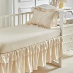 AIKASY The Ruffled Shabby Crib Bedding Set for Girls, Baby Quilted Comforter with Fitted Sheet, Bed Skirt, and Pillowcase.