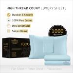 Bluemoon Homes Cal King Bed Sheet Set - Super Soft 1000 Thread Count, Luxury 100 Percent Egyptian Cotton Sheets, Fits 15-18 Inch Deep Pocket Mattress 4 Piece (Sky Blue, California King)