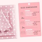 Mi Zone Pink Full Size Sheet Sets Kids Polka Dot Sheets for Girls 100% Cotton Percale Soft Sheet Set, Flat Sheet, Fitted Sheet, Pillowcase, Breathable All Season Bed Set, Fits up to 14" Mattress