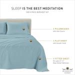 Bluemoon Homes Cal King Bed Sheet Set - Super Soft 1000 Thread Count, Luxury 100 Percent Egyptian Cotton Sheets, Fits 15-18 Inch Deep Pocket Mattress 4 Piece (Sky Blue, California King)