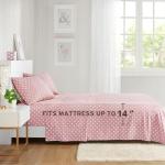 Mi Zone Pink Full Size Sheet Sets Kids Polka Dot Sheets for Girls 100% Cotton Percale Soft Sheet Set, Flat Sheet, Fitted Sheet, Pillowcase, Breathable All Season Bed Set, Fits up to 14" Mattress
