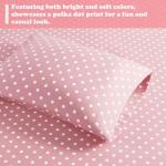 Mi Zone Pink Full Size Sheet Sets Kids Polka Dot Sheets for Girls 100% Cotton Percale Soft Sheet Set, Flat Sheet, Fitted Sheet, Pillowcase, Breathable All Season Bed Set, Fits up to 14" Mattress