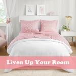Mi Zone Pink Full Size Sheet Sets Kids Polka Dot Sheets for Girls 100% Cotton Percale Soft Sheet Set, Flat Sheet, Fitted Sheet, Pillowcase, Breathable All Season Bed Set, Fits up to 14" Mattress