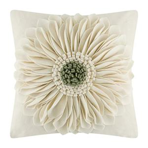 OiseauVoler 3D Sunflower Handmade Throw Pillow Covers Decorative Floral Pillowcases Cushion Covers for Couch Living Room Home Decor Creamy White 18x18 Inches