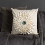 OiseauVoler 3D Sunflower Handmade Throw Pillow Covers Decorative Floral Pillowcases Cushion Covers for Couch Living Room Home Decor Creamy White 18x18 Inches