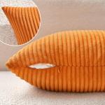 MIULEE Winter Fall Pack of 2 Orange Pillow Covers 18x18 Inch Soft Boho Striped Corduroy Throw Pillow Covers Decorative Square Cushion Cases Pillowcases for Sofa Bedroom Couch Home Decor.