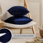 JIAHANNHA Velvet Navy Blue Throw Pillow Covers 18x18 Inches Pack of 2 Soft Decorative Square Cushion Covers for Couch Sofa Bed Livingroom Car,45x45Cm