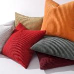 MIULEE Winter Fall Pack of 2 Orange Pillow Covers 18x18 Inch Soft Boho Striped Corduroy Throw Pillow Covers Decorative Square Cushion Cases Pillowcases for Sofa Bedroom Couch Home Decor.