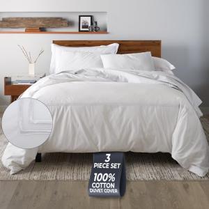 Ella Jayne Duvet Cover Full (3 Pieces), 100% Cotton Percale, Full/Queen, Soft Breathable & Lightweight, Including Full Size Duvet Cover (1 Piece) 90 x 90 Inches with 2 Pillow Shams (White Design)