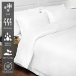 Pizuna Pure 100% Cotton Queen Duvet Cover with Shams, Luxurious 400 Thread Count Long Staple Cotton Sateen Weave with Hidden Button Closure (Combed White Cotton Duvet Covers Queen)